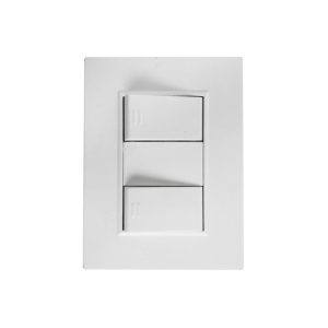 Plaqueta Duomo Flat Blanca Con 2 Interruptores Unipolares